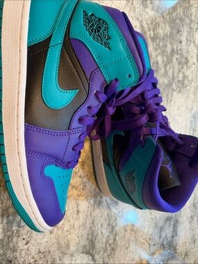 Jordan 1’s Mid Teal and Purple Sneaker